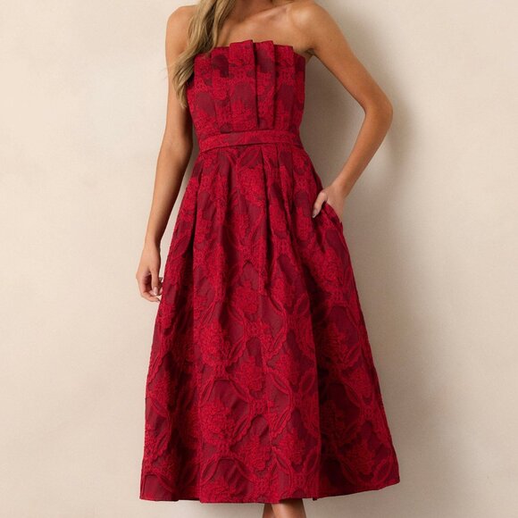 Red Dress Boutique Elegant Red Strapless Lace Dress| Large | NWT ❤️ - Picture 3 of 5